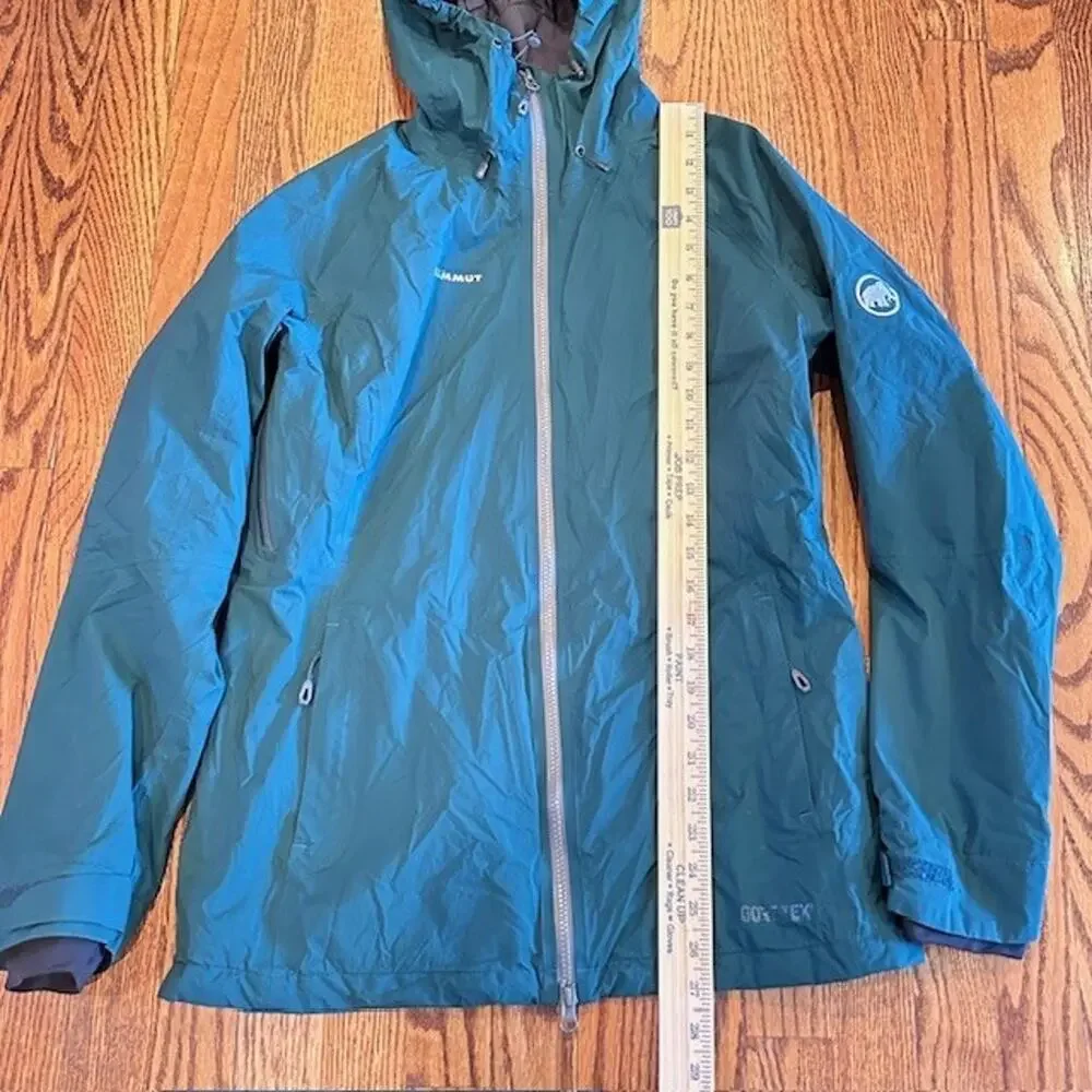 Mammut Rain Jacket Mens Size Medium Green Gray Gore-Tex Crater HS Hooded Zip Up - Picture 10 of 13